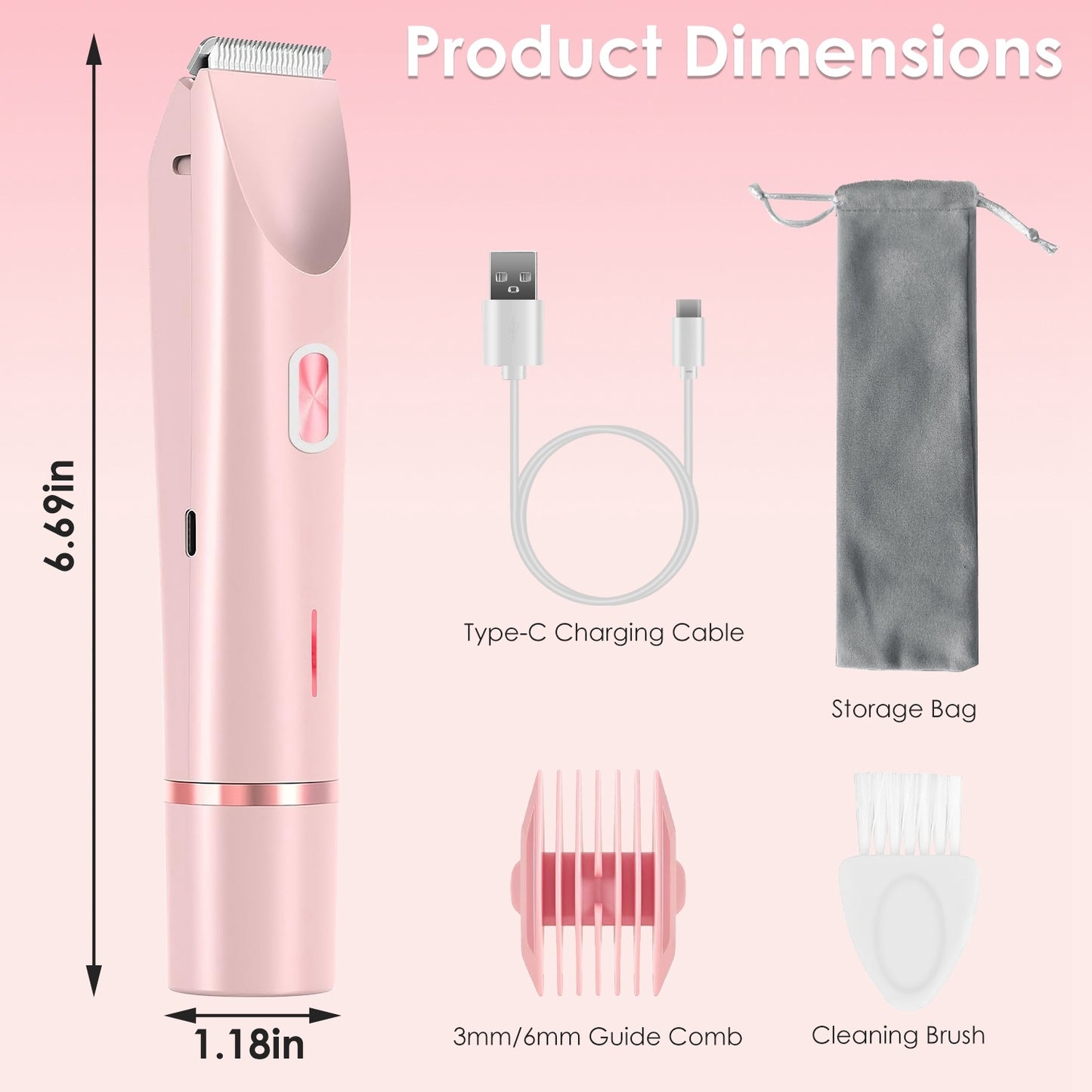 2-in-1 Women’s Waterproof Bikini & Body Trimmer – Dual Head, Cordless, Wet & Dry Use