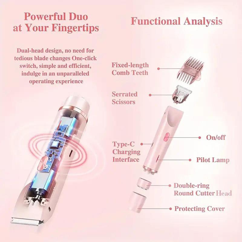 2-in-1 Women’s Waterproof Bikini & Body Trimmer – Dual Head, Cordless, Wet & Dry Use